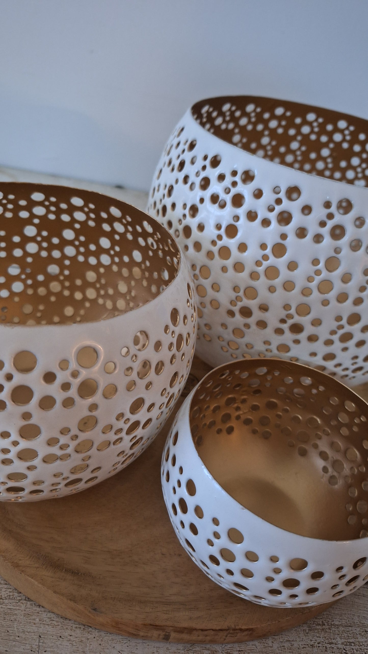 Windlicht gold/white S