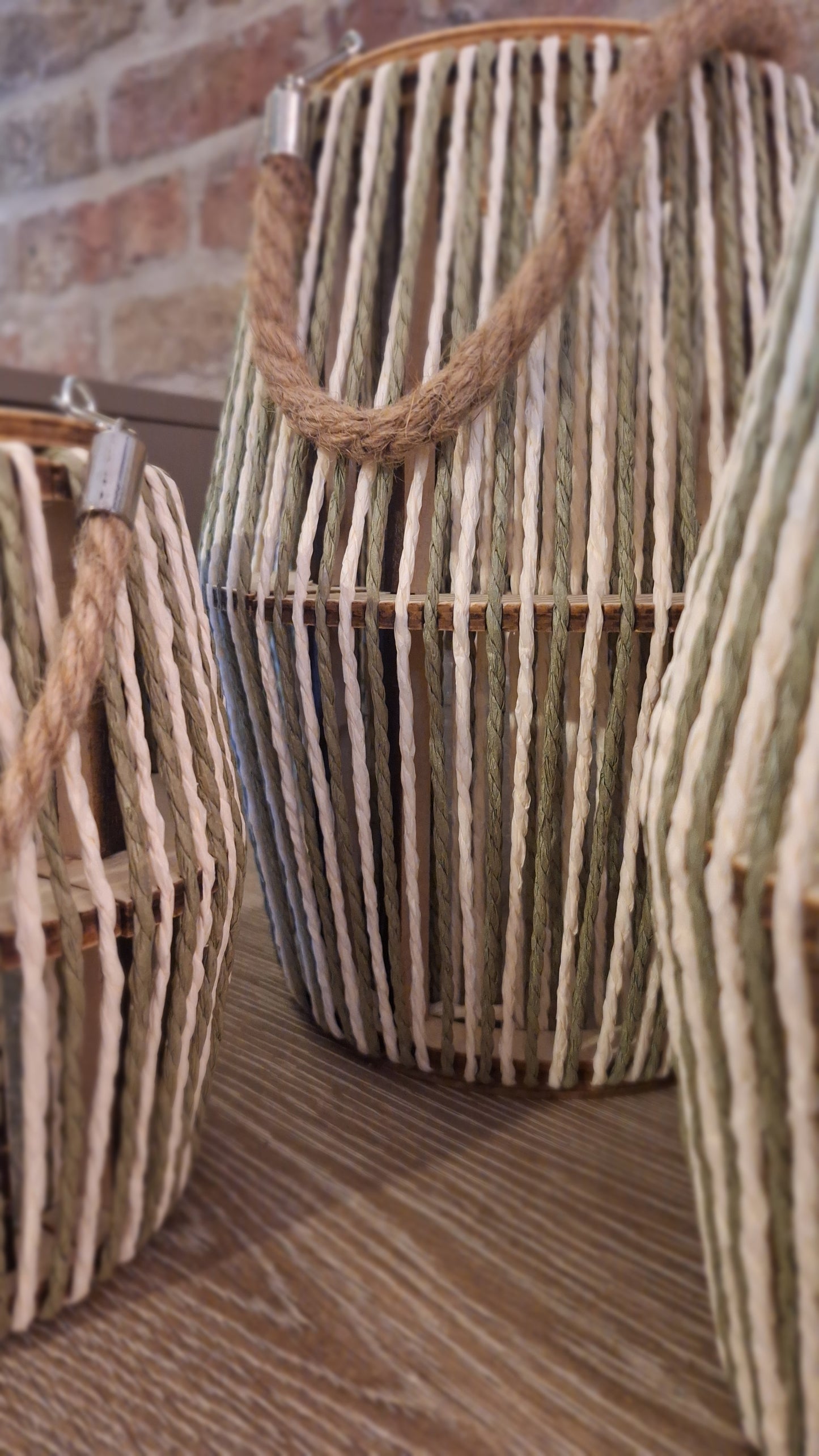 SET Windlichten groen sisal