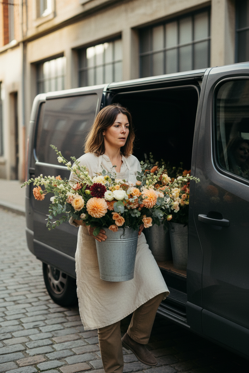 Bloemen uit de bestelwagen