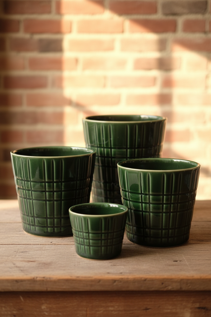 Fiori rechte groene potten grid textuur