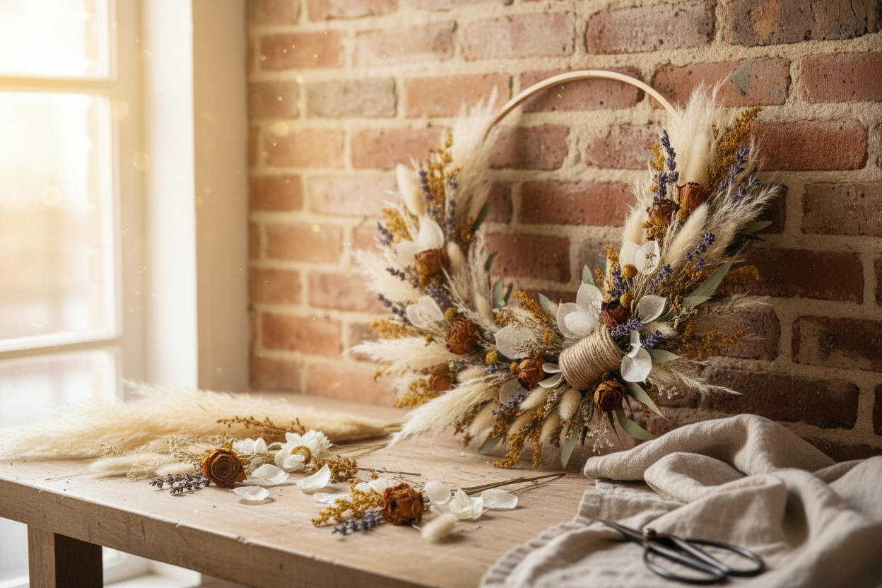Flowerhoop close-up in atelier