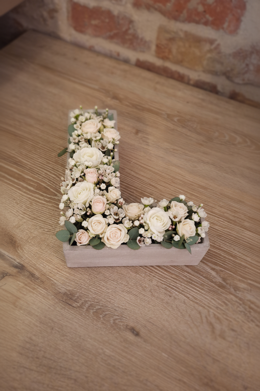 Letter L met bloemstukje