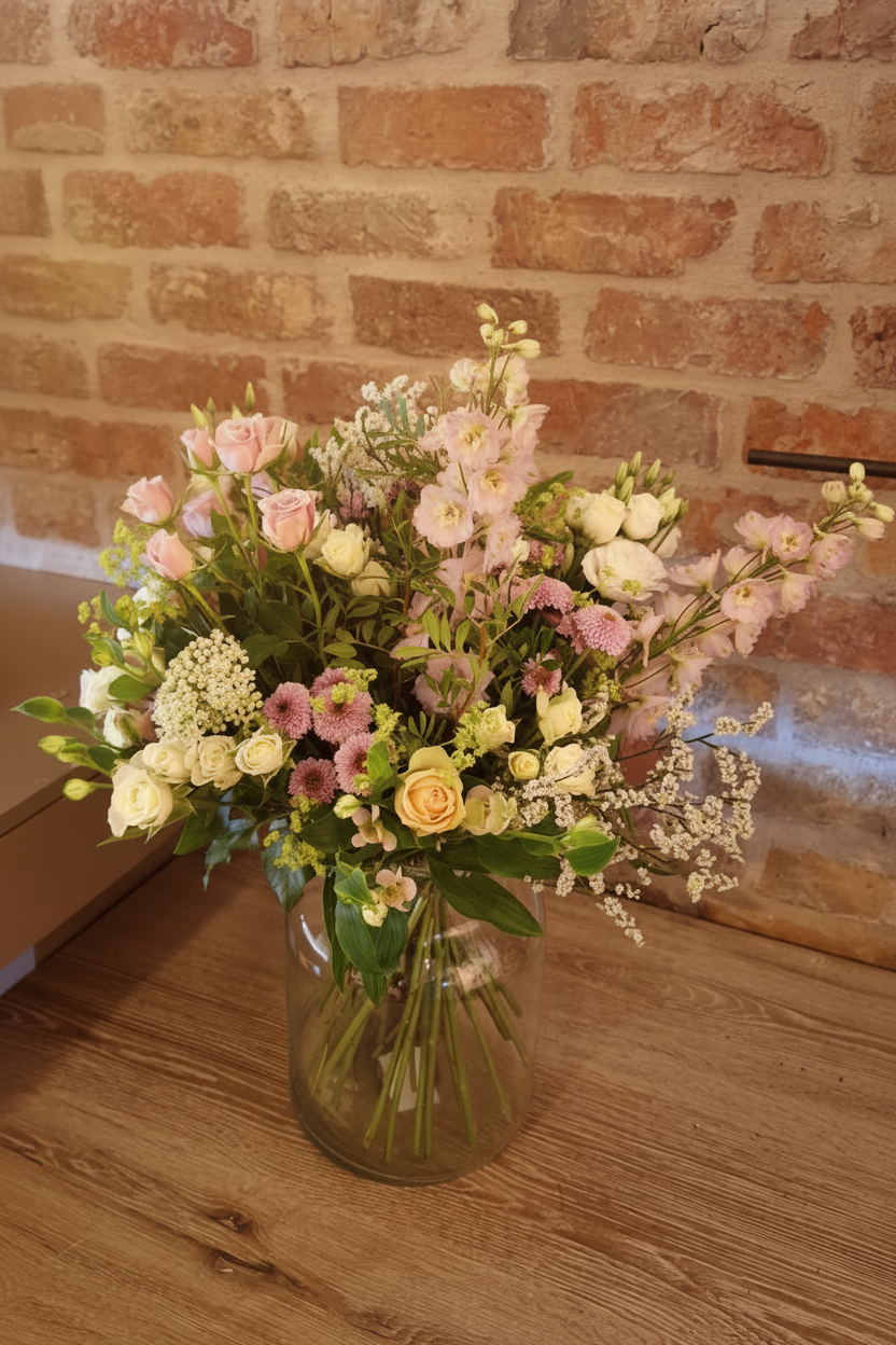 Pastelroze boeket Fiori