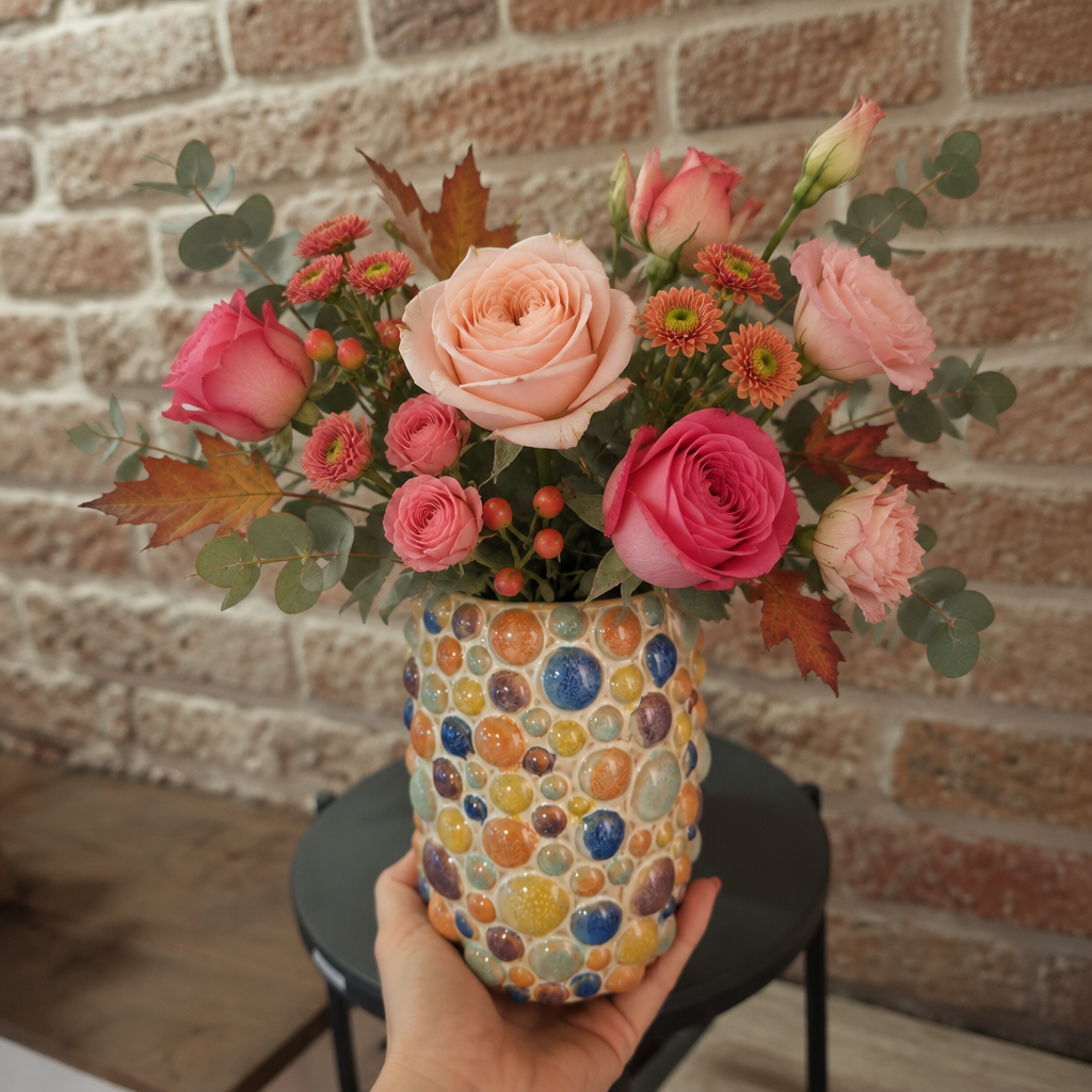 Petal S met koraalroze en fuchsia bloemen