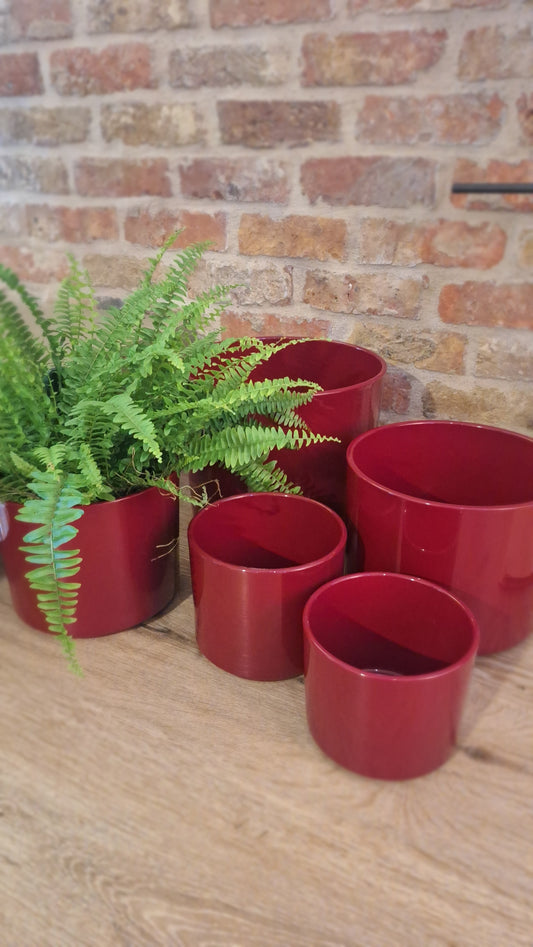 Pot glossy red dia 15cm