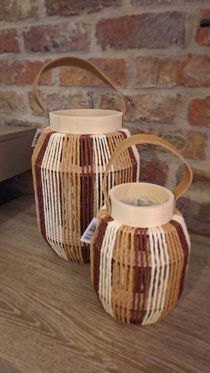 Windlicht rood sisal M