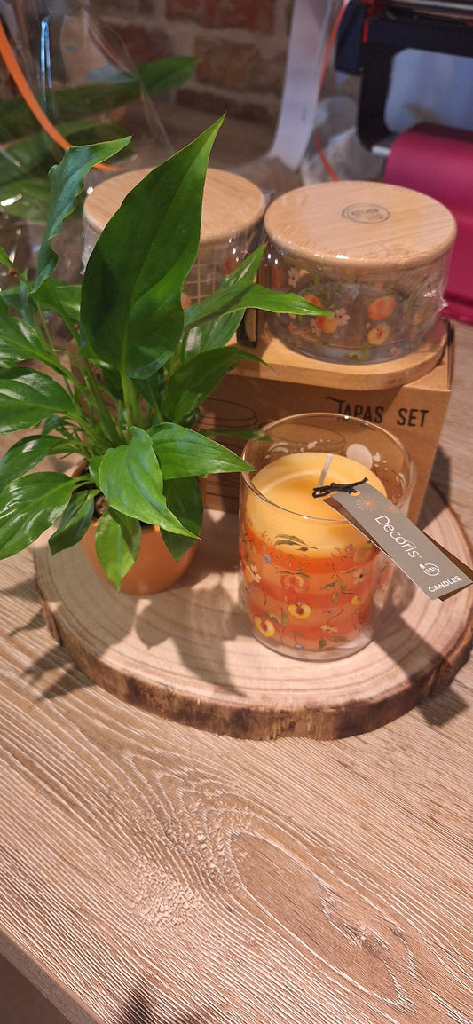 Tapasset + kaars + plant of plateau