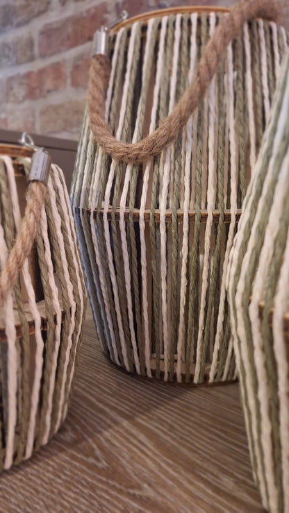 Windlicht groen sisal S