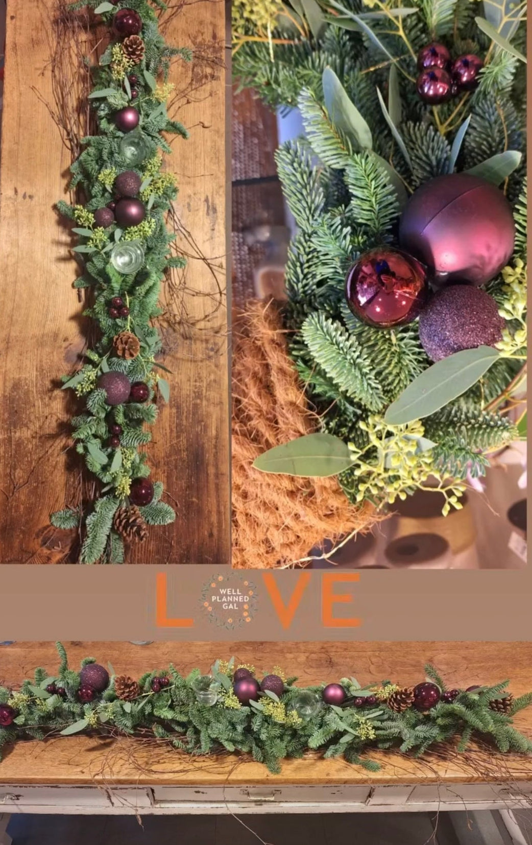 Gedecoreerde tafelstuk / guirlande