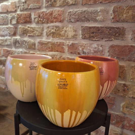 Pot paint Yellow/Pink dia 13cm