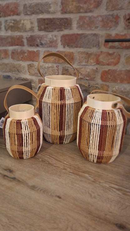Windlicht rood sisal M