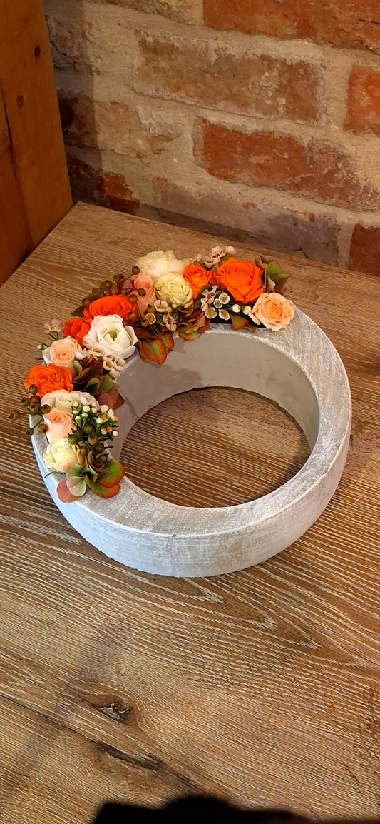 Flower arrangement Cement circle