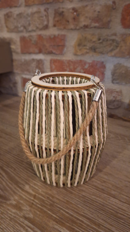 Windlicht groen sisal S