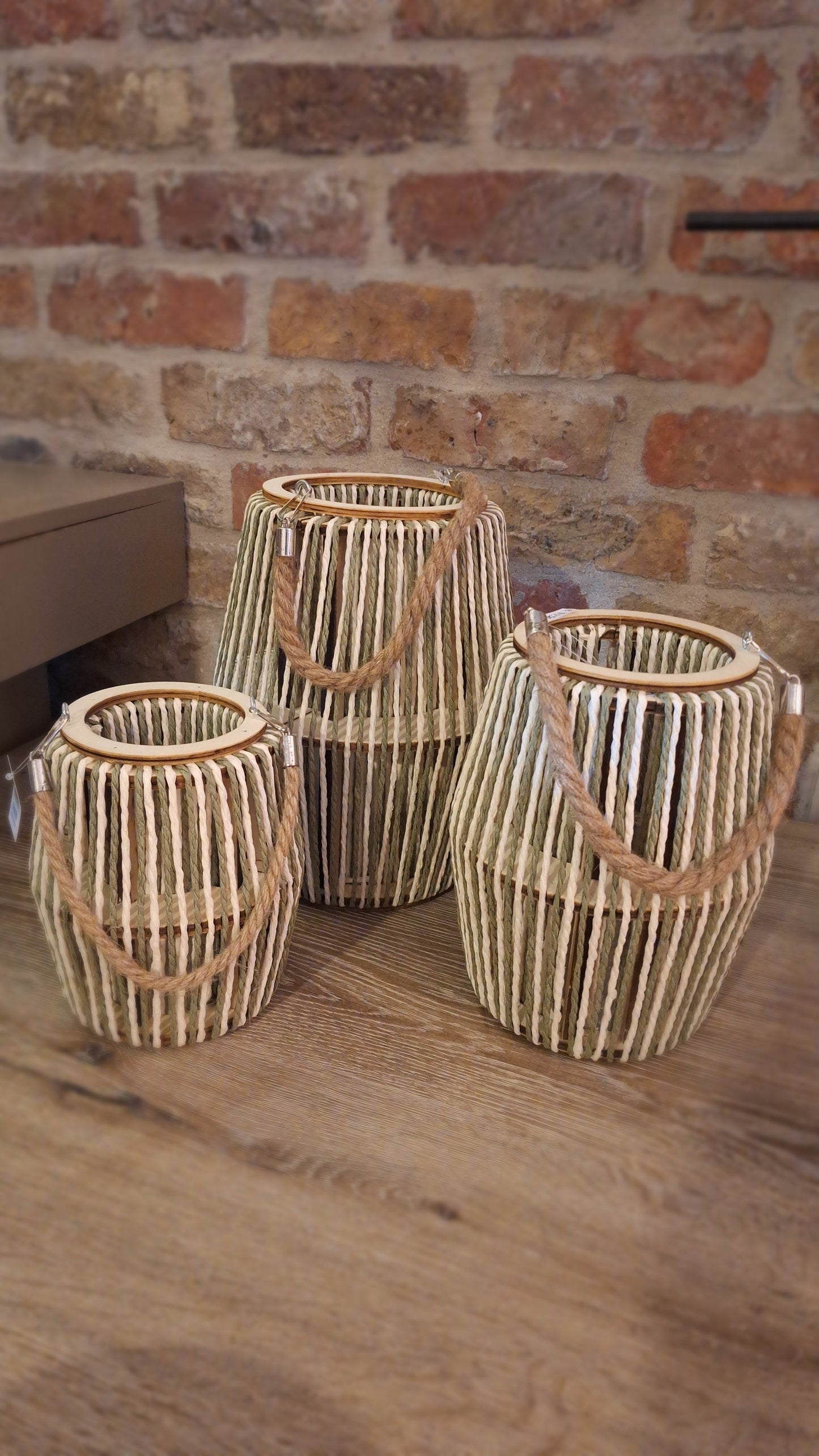 Windlicht groen sisal S