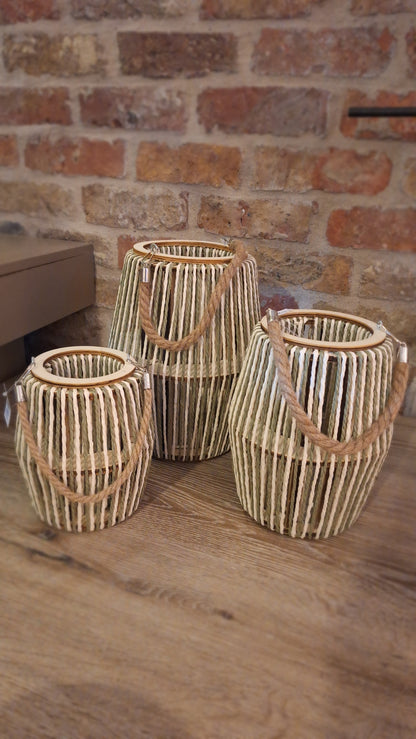 Windlicht groen sisal S