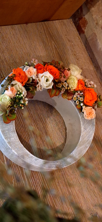 Flower arrangement Cement circle
