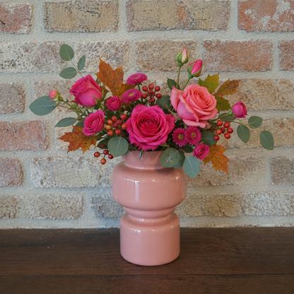 Timber met roze en fuchsia bloemen